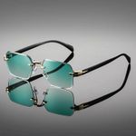 Rimless Sunglasses Rectangle Fashion Popular Women Men Shades Small Square 