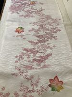 @@scrap, 14"x42" Japanese  fabric/kimono silk fabric, white base AB06