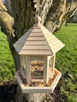 Hexagonal Wooden Hanging Birdfeeder Garden Seed Nuts Feeder