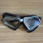 Vintage Motorcycle / Pilot Goggles Metal & Leather - Padded Elasticated Strap 