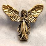 Guardian Angel Figurine Wings Gold Lustre Jesus Vintage Old Fairy Magic Fantasy