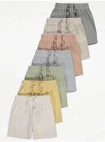 7 pack Baby Boy Girl Shorts Size 9-12 Months Pastel Ribbed Cotton Jersey George