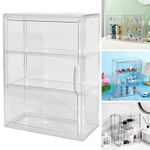3 Tier Wall Mounted Acrylic Display Case Desktop Clear Toy Model Storage Cabinet