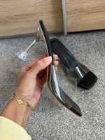 Clear Perspex Heels Size 7 In Black