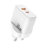 65W GaN Lightning-fast Wall Charger with Dual Ports - USB-C and USB-A