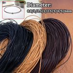 Round Real Genuine Craft Jewellery Leather String Cord 0.8/1/1.5/2/2.5/3/4/5/6mm