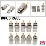 Pack of 10 x PL259 Male Plugs Connectors Set for 6mm Cable (e.g. RG58 / COAX)