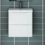 Modern Bathroom Vanity Unit with Basin Sink, Wall-mounted,Gloss White, 2 Drawers