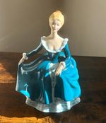 Set of 6 Porcelain Decorative Lady Figurines in Gowns, Multicoloured Glossy