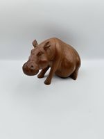 Beautiful Hand Carved Wood Statue Or A Hippopotamus. Well Made Wooden Statue