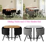 Compact Dining Table and 4 Tub Chairs Set Space Saving Storage Kitchen 100*100CM