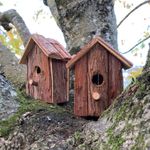 Rustic Barkwood Birdhouse Nest Box House Wild Garden (Pack of 2)