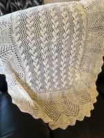 Vintage Circular Cream Handknitted Baby Shawl in Baby Wool, diameter apx 120cm