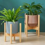 Adjustable Flower Pot Holder Plant Pot Stand Bamboo Indoor Outdoor Stand UK