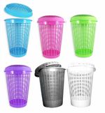 Circular Plastic Laundry Bin Linen Washing Basket Storage Hamper With Lid 50 LTR
