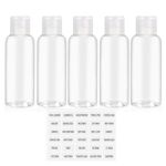 5Pcs Travel Bottles For Toiletries Holidays Black Fliptop Small plastic 100ml UK