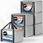 Storage Bags | Clothes Boxes, 6 Pack Grey, 90L Capacity Large Moving Bag