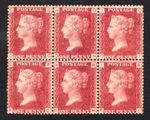 QV MINT AND U/MINT BLOCK OF 6 1D REDS PLATE 155.
