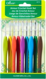 Clover Amour Crochet Hook Set Ergo Soft Grip Full Colour Coded Set  CL3674