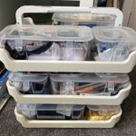 Delflecto stackable storage caddy 3 tiers several boxes