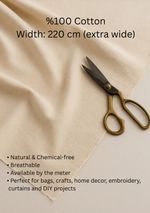 Unbleached 100% Cotton Calico Fabric, 220 cm Extra Wide – Natural & Eco-Friendly