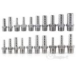 304 Stainless Steel Hosetails Bsp Thread Hose Tail Barb Connector 1/8 to 1-1/2"