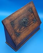 Late 19thC Gothic Revival oak desk stationery box / writing slope - circa 1895