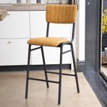 YELLOW UPHOLSTERED BAR STOOL BREAKFAST BAR STOOL COUNTER STOOL RETRO STOOL