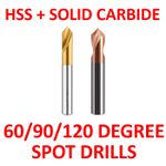 HSS & Solid Carbide 60 90 120 Degree Angled Spot Drill Spotting Mill 1mm-18mm