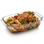 4.42l Deep Rectangular Glass Casserole Dish Chicken Roast Oven Bakeware Handles