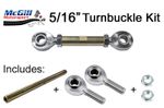 5/16" Turnbuckle Kit Adjustment 120mm Up + Lock Nuts - Choose Rod Ends to Suit 