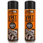 Autotek Matt Black VHT Very High Temperature Aerosol Spray Paint 500ml x2
