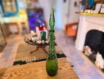 Vintage Green Glass Large Genie Bottle - Italian Empoli with spiral lines - 57cm