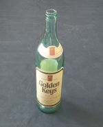 Vintage Dujardin Golden Keys Brandy Large Empty Glass Bottle 3L 48cm Tall x 11cm