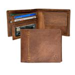 StarHide Mens RFID BLOCKING Distressed REAL Leather Wallet Gift Boxed 1055