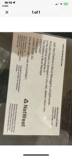 NatWest Pigs  Wesley compliment slip one only a copy not original 