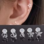 5 PAIRS Clear plastic/acrylic transparent/stud earrings work/school invisible UK