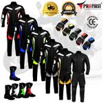 Motorcycle Motorbike Riding Suit Cordura Textile Waterproof Leather Gloves Boots