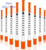 20pcs 1ml Feeding Syringe - 30 Gauge Manual Push Lab Dispensing Device UK