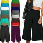 Ladies Womens Elasticated Stretch Wide Leg Culottes 3/4th Length Plus Size 8-26
