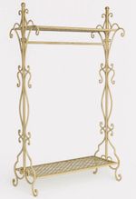 Antique White Metal Freestanding Clothes Rail with Bottom Rack 183x93x40cm