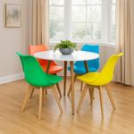 Dining Table And 4 Chairs White Round Table With 4 Plastic Chairs Kitchen Home