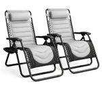 Keplin Zero Gravity Chairs Premium Padded Two Tone Garden Recliners Set of 2 XXL