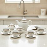 15pcs Porcelain Aztec Coffee Tea Party Set, Cup Saucer British Style Gift Pack