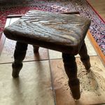 Antique Small Wooden Stool 20 X15 X20 Cm Great Patina Wobbly 