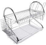 2 Tier Dish Drying Rack Drainer Rack Cutlery Bowl Plate Holder Kitchen Drip Tray