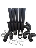 4" 5" 6" BLACK STEEL FLUE PIPES ELBOW RAIN CAP WALL BRACKET PLATE 100 125 150