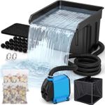 Pond Waterfall Spillway Kit, Pond Waterfall Filter with 3700L/H Quiet Pond Pump