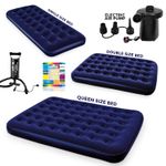 Double Single Flocked Camping Airbed Inflatable Mattress Blow Up Air Bed Pump
