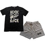 AC DC UNISEX  PYJAMAS: F0R THOSE ABOUT TO ROCK  GUITAR LOGO